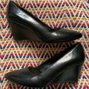 Franco Sarto Black Leather Frankie Wedge Pump